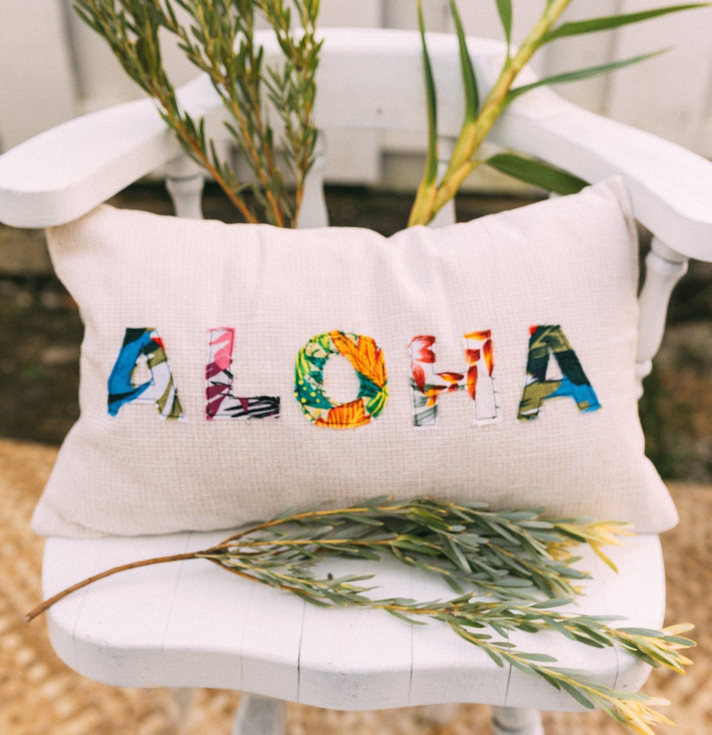 Aloha Applique Lumbar Pillow