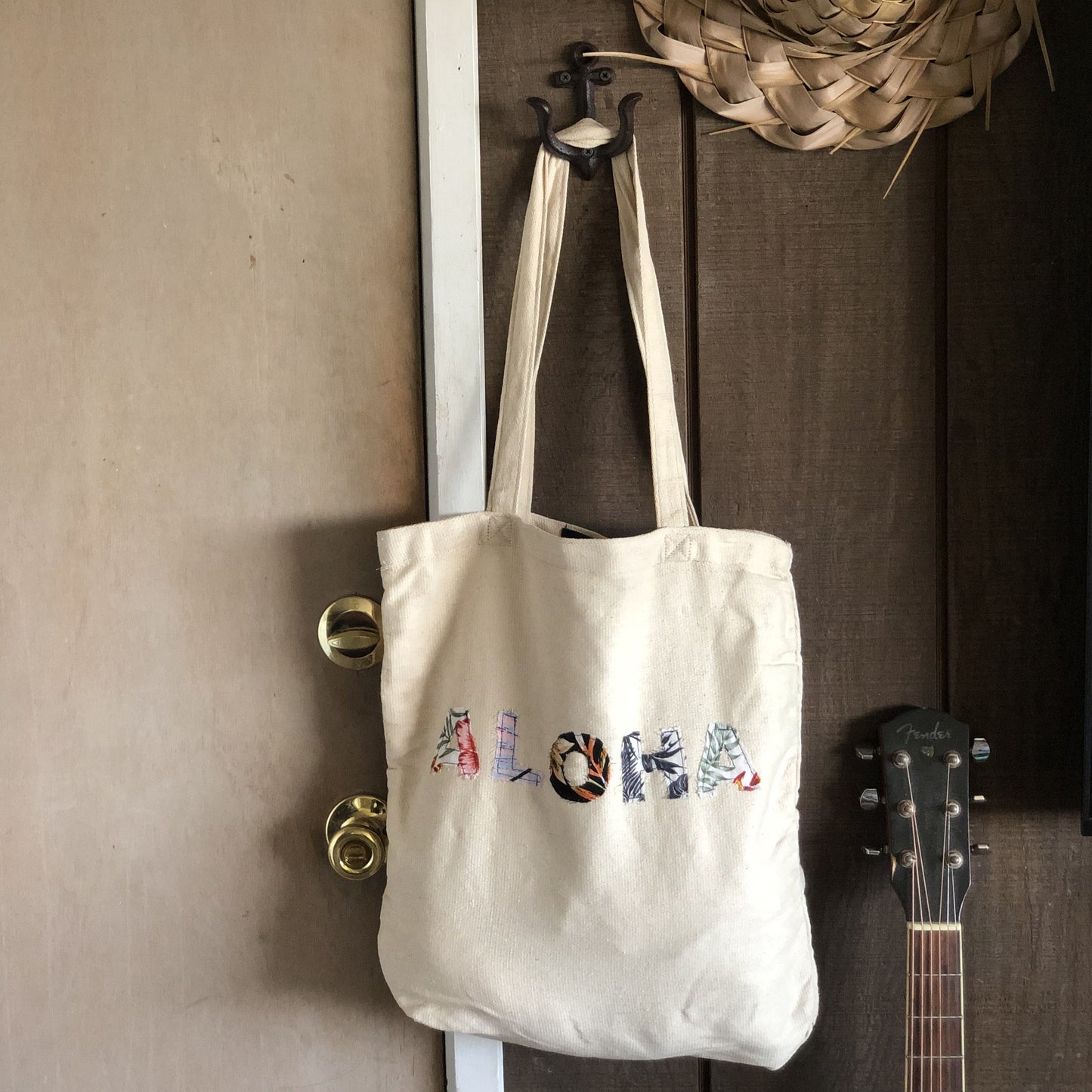 Aloha Letters Applique Tote Bag
