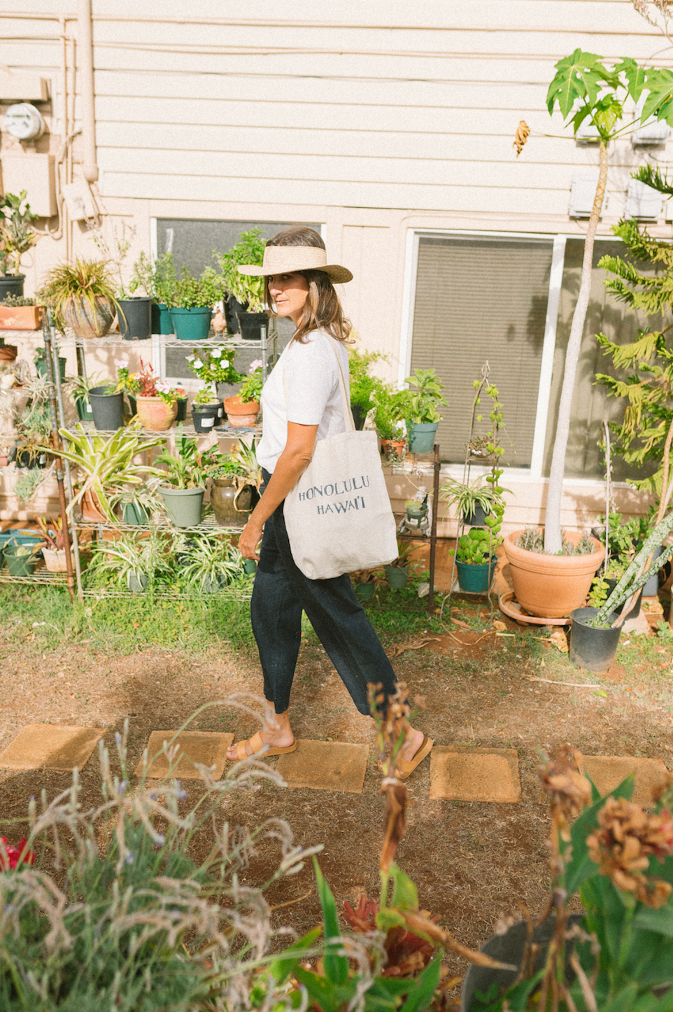 Hand Stamped Honolulu, Hawaii Canvas Tote