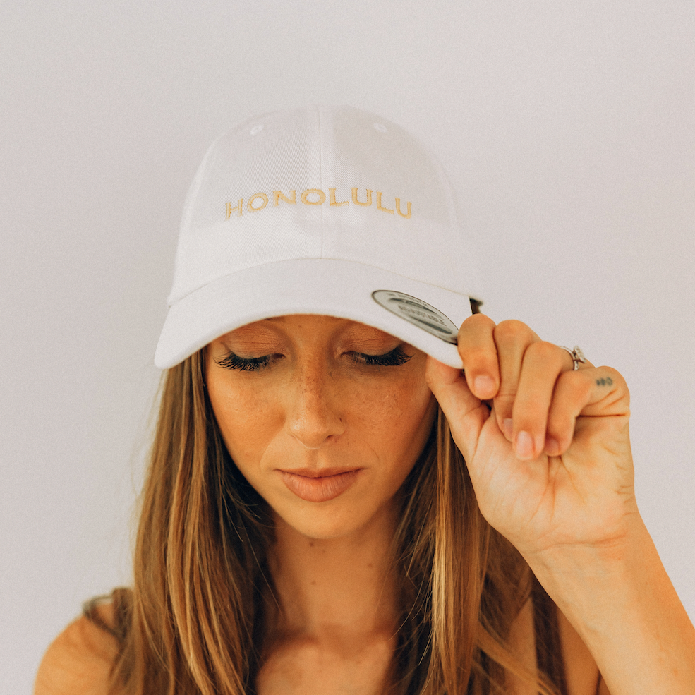 Honolulu Embroidered Black Dad Cap