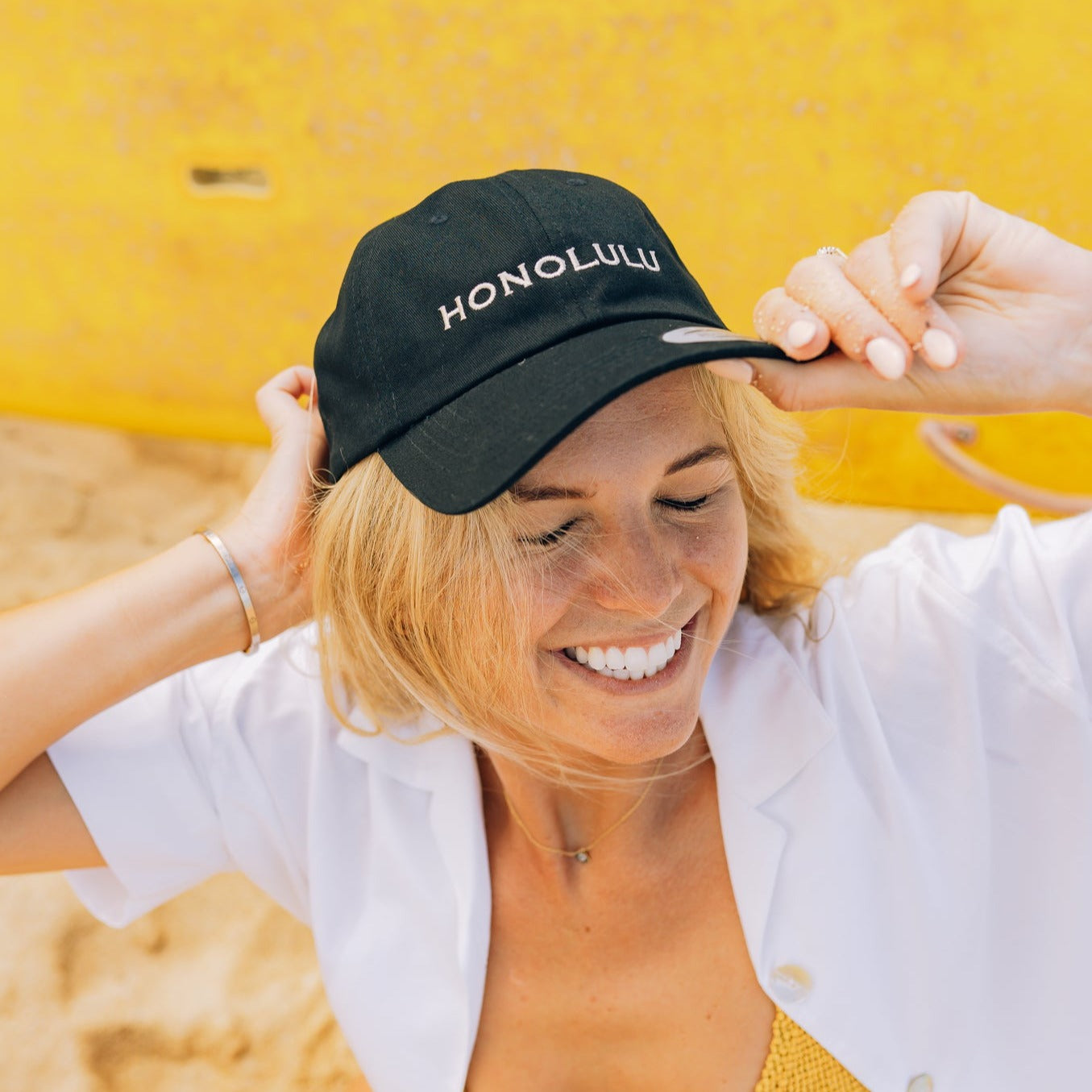 Honolulu Embroidered Black Dad Cap