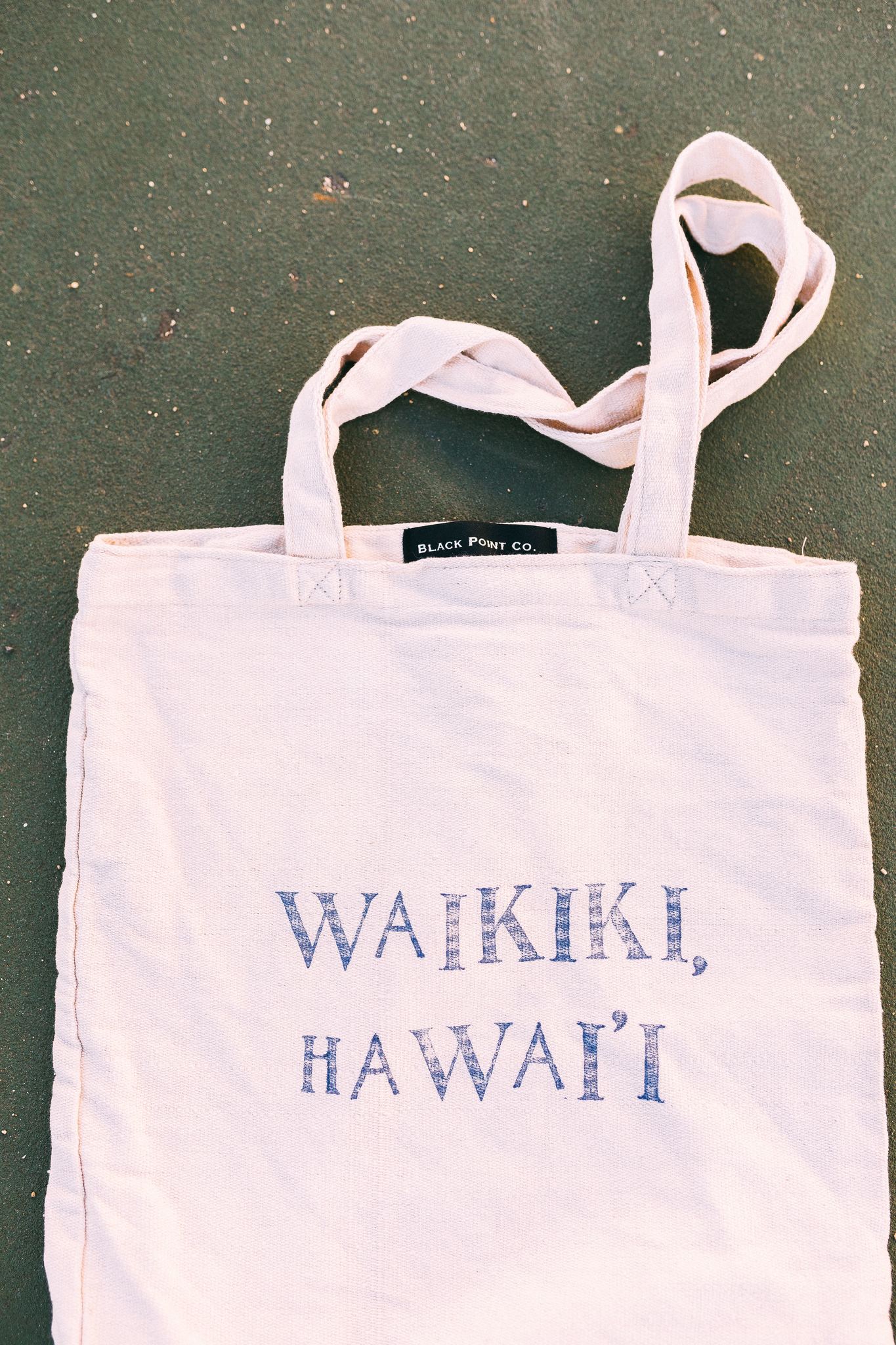 Hand Stamped Waikiki, Hawaii Canvas Tote