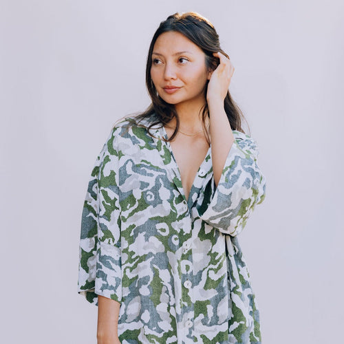 Camouflage Oversized Cover Up Shirt