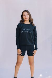 Black with White Aloha Everyday Sweatshirt