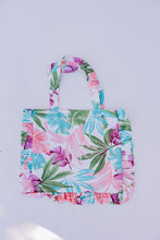 Palm Springs Floral Ruffle Tote Bag