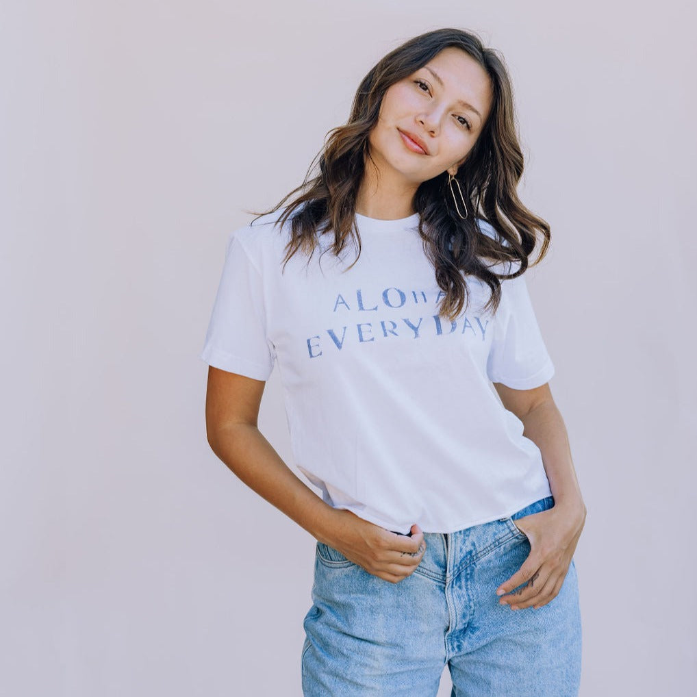 100% Cotton White Aloha Everyday Tshirt
