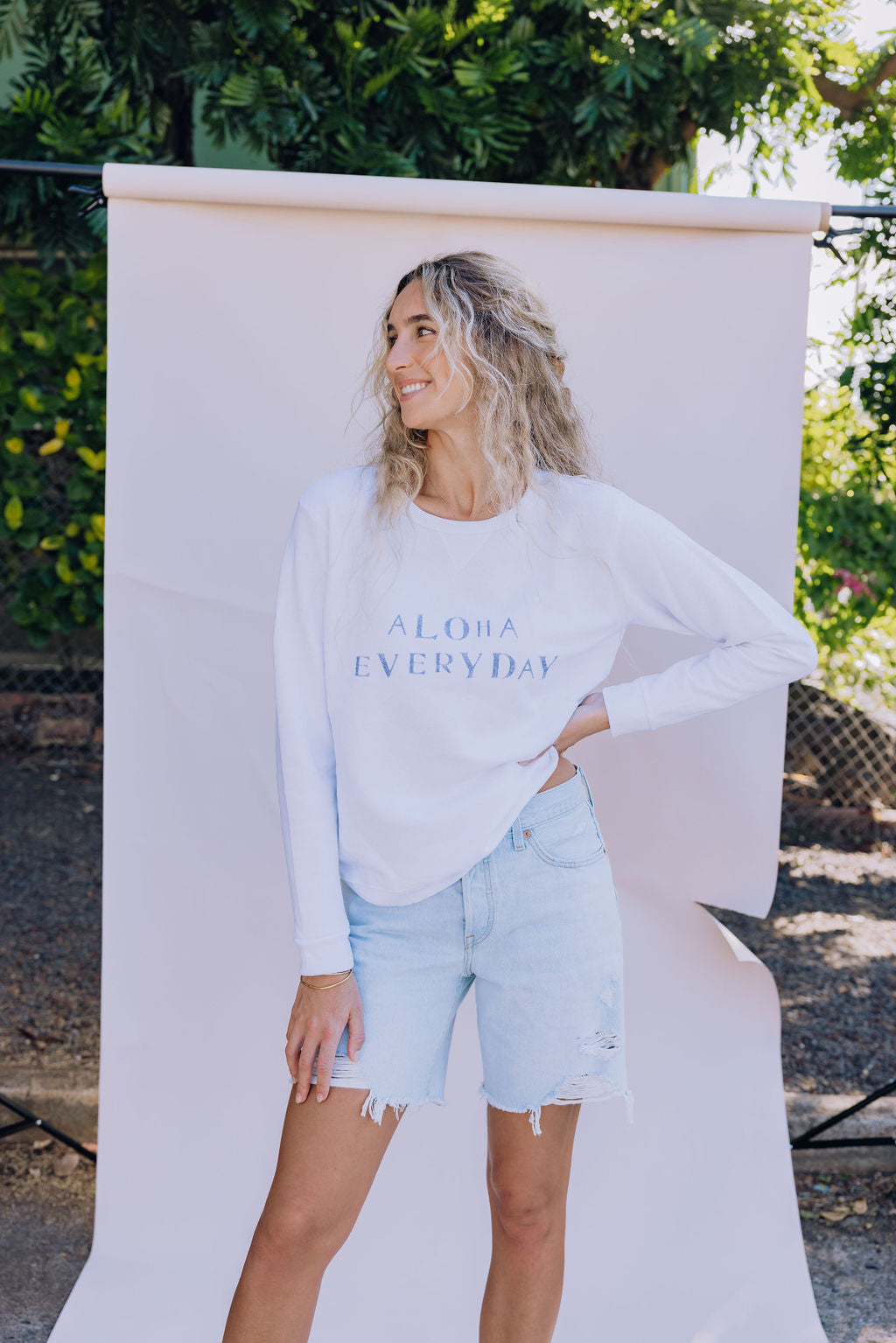 White Aloha everyday sweatshirt
