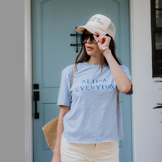 Heather Grey Vintage Stamped Aloha Everyday Tee