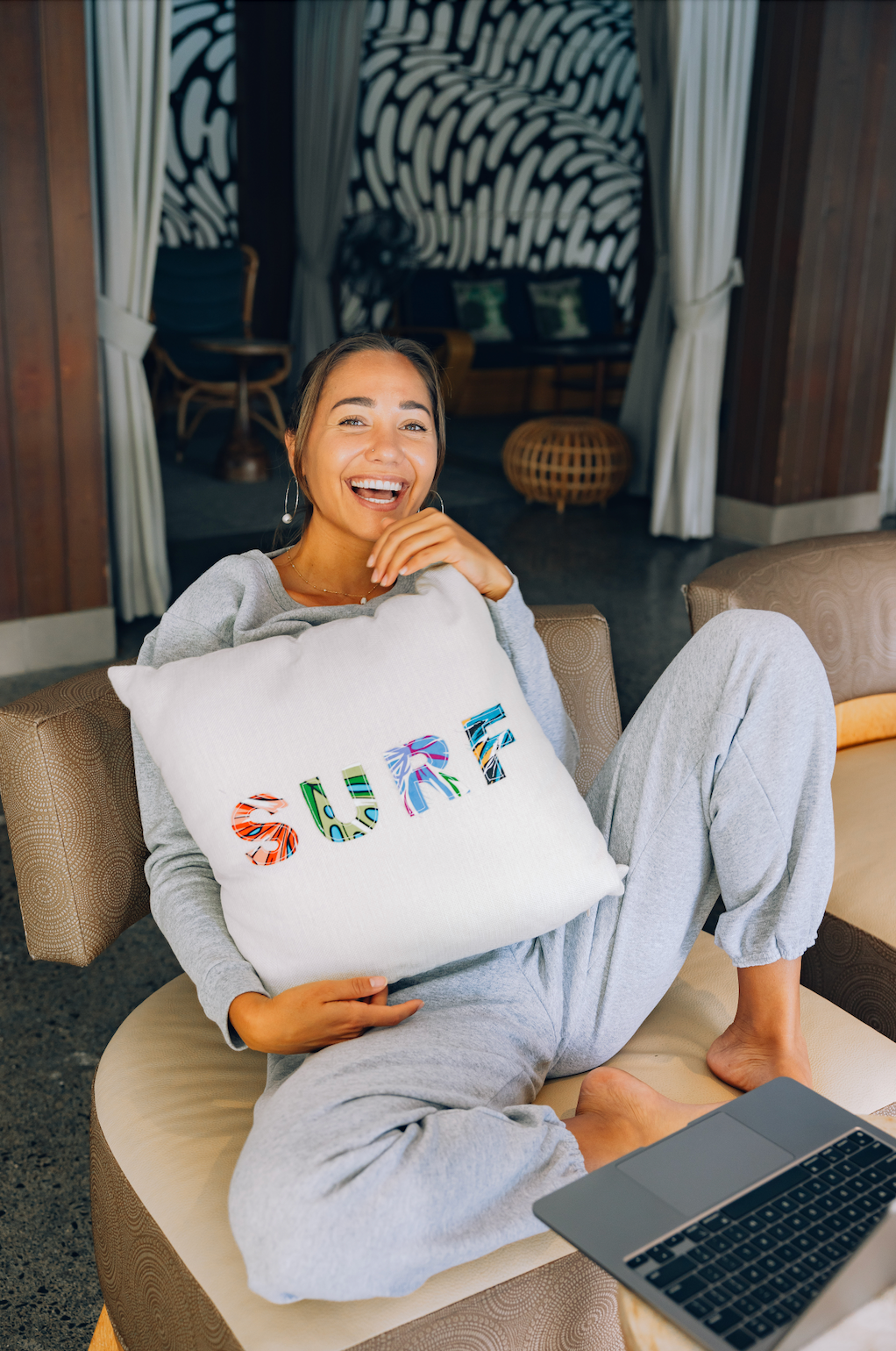Surf Applique Throw Pillow