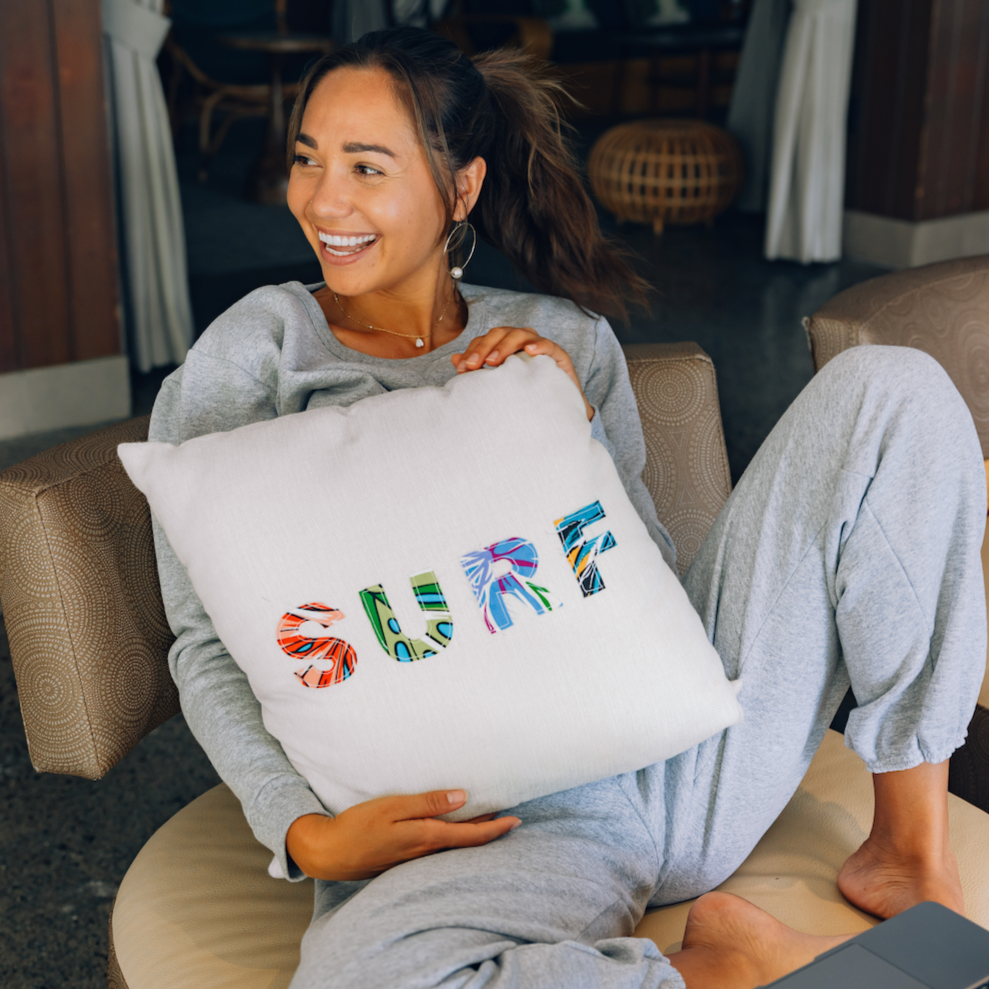 Surf Applique Throw Pillow