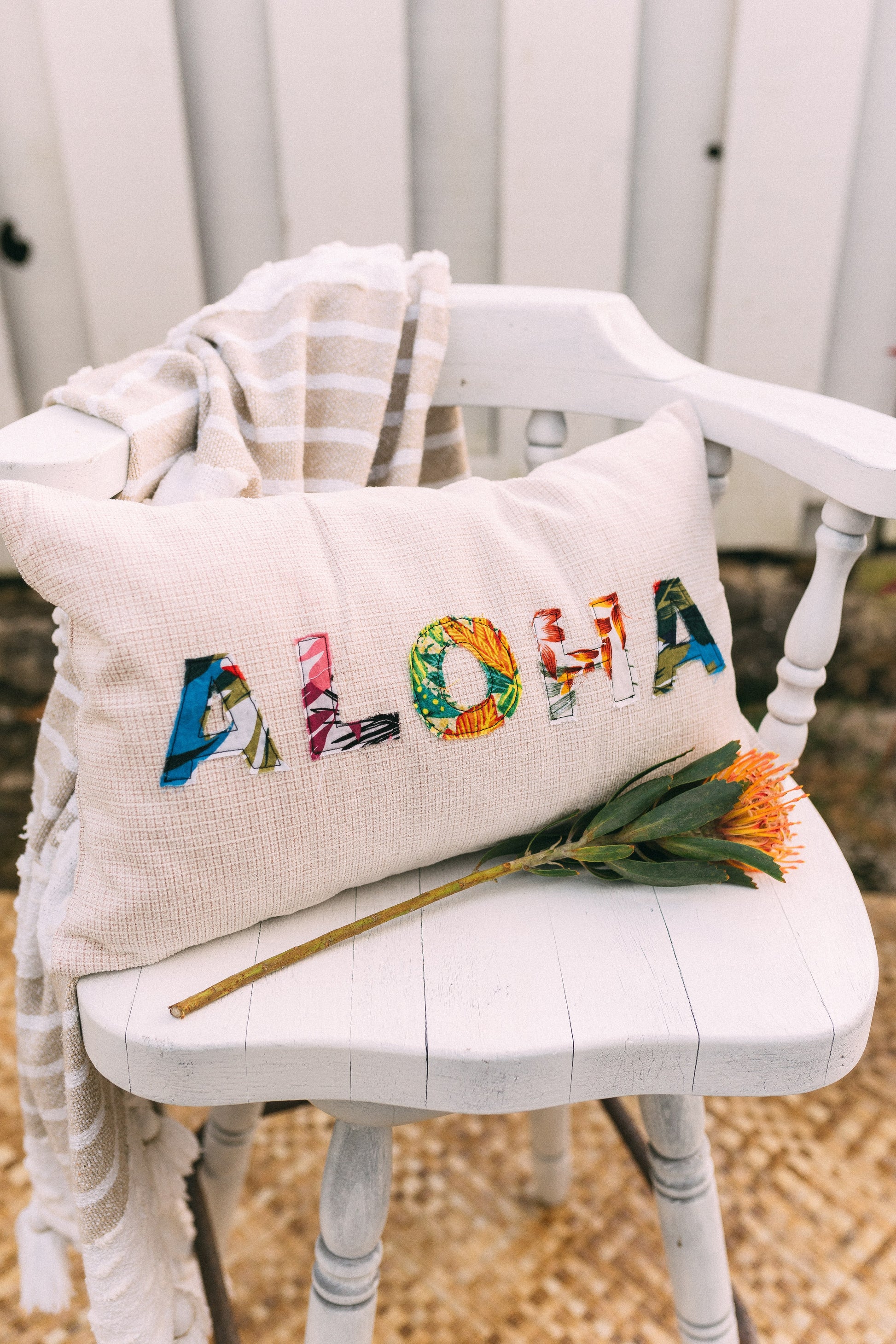 Aloha Applique Lumbar Pillow