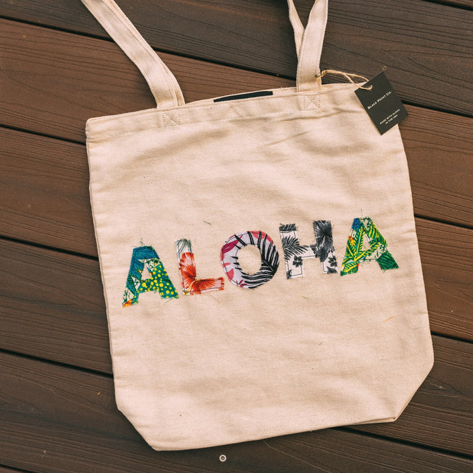 Aloha Letters Applique Tote Bag