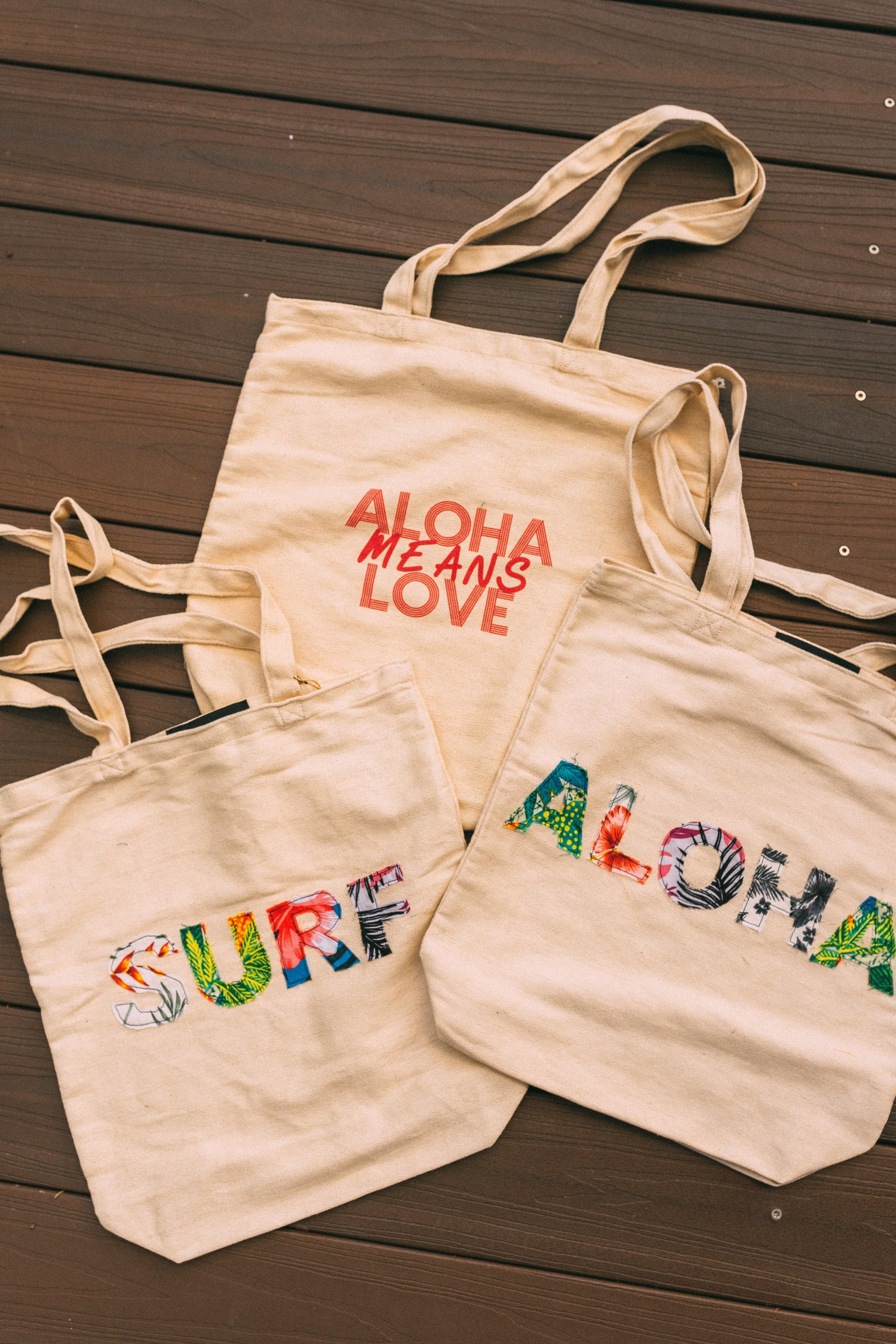 Aloha Letters Applique Tote Bag