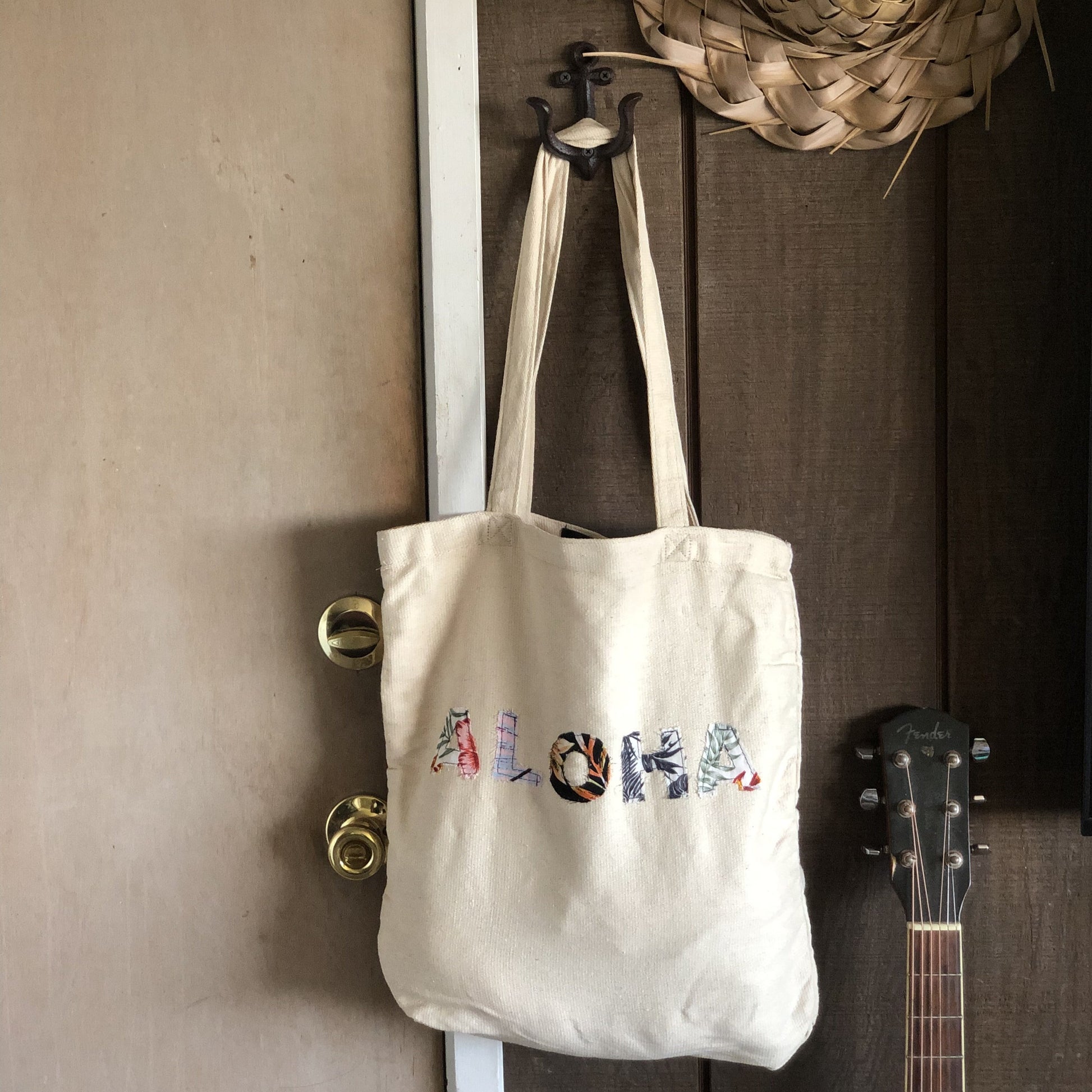 Aloha Letters Applique Tote Bag