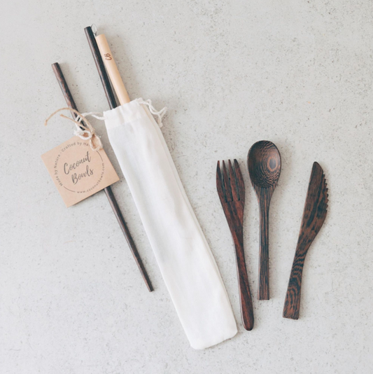 Wooden Reusable Lunch Utensil Sets