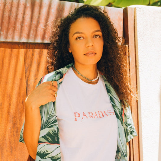 Paradise Stamped Cotton T-Shirt