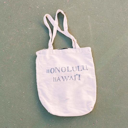 Hand Stamped Honolulu, Hawaii Canvas Tote